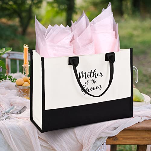 Lamyba Mother of the Groom Gifts,Mother of the Groom Tote Bag With Makeup Bag,Bridal Shower Gifts,Black and White - Image 2