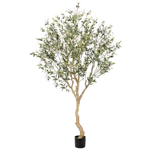 Realead 7FT Olive Trees Artificial Indoor - Tall Faux Olive Tree 7 Feet with Realistic Leaves and...