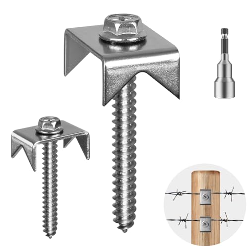 Fence Staples Fence Screws 304 Stainless Steel Fence Nails, Reusable Cats Claw Fasteners for Wire Fence, Fencing Staples for Mesh and Woven Fencing, Cat Claw Fence Fasteners 55Pcs