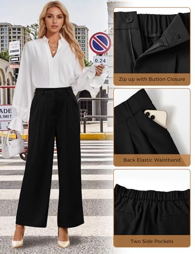 Women's Wide Straight Leg Pants in The Back Business Work Long Casual Pants3