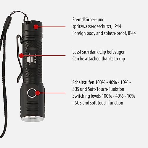Brennenstuhl Rechargeable Torch LED LuxPremium TL 410 A/Flashlight with Bright Osram-LED (400lm, up to 29h Burn time - Image 2