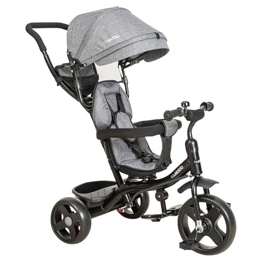 Carrinho de Bebe e Triciclo Kiddo Giratório Melange Grafite