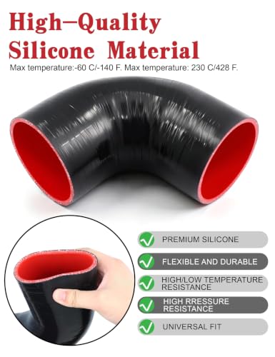 Image of 90 Degree Elbow Coupler ID 4 Inch 5-ply Silicone Hose&Clamp,3.5 inchLeg Length