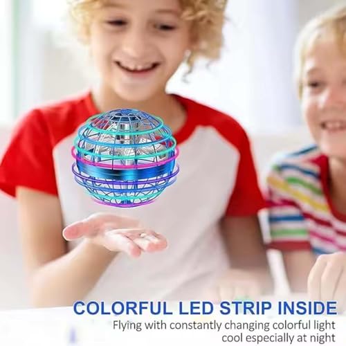 Image of Doshii USB Rechargeable Built-in RGB Lights 360 Rotating Magic Controller Flying Ball Boomerang Magic Balls Flying Spinner Fidget Toys- Blue