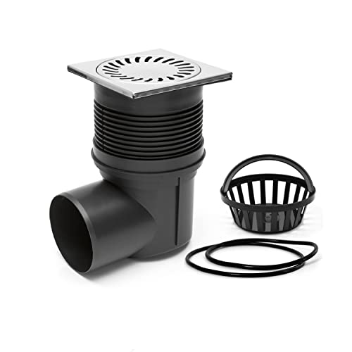 Kanal Keller Hof Haus DN 110-150 x 150 mm Edelstahl bis 300 kg Ablauf Geruchsklappe Rückstauklappe (MKK324SN) Balkon Terrasse Bad Carport Garagen abfluss entwässern