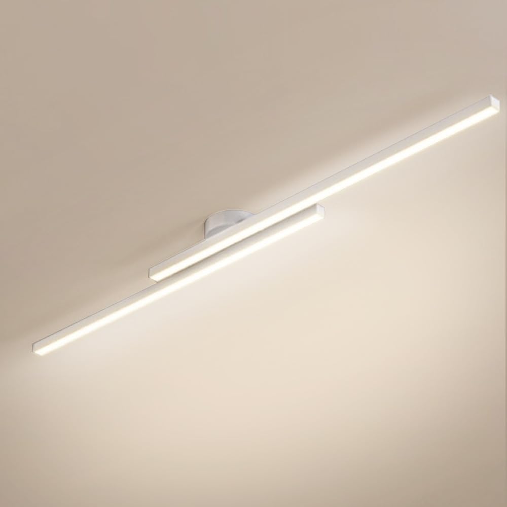 LYMSXAZOU Led Linear Ceiling Light Modern Flush Mount Lamp Hallway Lighting Fixture Minimalist Long Strip Chandelier Lights for Living Room Bedroom Corridor Kitchen/White3000K/90Cm
