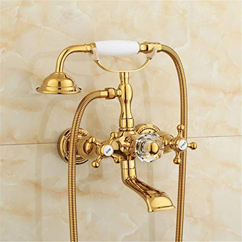 Mélangeur baignoire or et douche triple en cuivre rétro de salle de bain antique