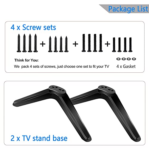 Universal Tv Stand Legs,Table Top Tv Stand Base Replacement Legs For Most 27 To 55 Inch Lcd Led Samsung Lg Sony Vizio Tcl Konka Tvs, With Cable Management, Hold Up To 99Lbs - Black #TOP4