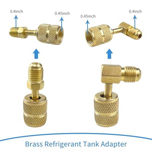 Image of R410A Adapter Kit Refrigerant Connector Charging Vacuum Port Adapter Converter, 5 /16 to 1 /4 Coupler R410A Refrigerant Hose Adapter Connector Valve core Remover