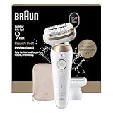 Braun Silk Epil 9 Flex Epilatore Elettrico Donna con Testina Flessibile 360° Per Epilazione Semplice e Pelle Liscia, Rasoio Elettrico Donna, Wet&Dry, Testina Radente, Cappuccio Regolatore,9-041 3D,Oro