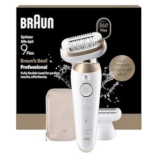 Braun Silk Epil 9 Flex Epilatore Elettrico Donna con Testina Flessibile 360° Per Epilazione Semplice e Pelle Liscia, Rasoio Elettrico Donna, Wet&Dry, Testina Radente, Cappuccio Regolatore,9-041 3D,Oro