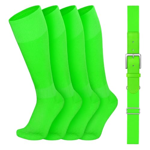 Image of VONMELLI Youth Baseball Belt and Socks Combo, Elastic Softball Belts and Socks for Boys and Adult (2 Pairs of Socks & 1 Belt)