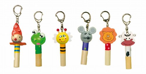 Legler 7680 - Juego de 6 llaveros con diseño de flauta con animales, varios colores , color/modelo surtido