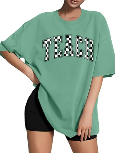 Teacher Shirts for Women Oversized ABCD Teacher Shirt Teach Tshirt Appreciation Gifts Tops3