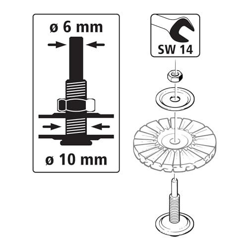 wolfcraft Spanndorn für Bohrung, 10 mm, 2116000, Für optimalen Rundlauf von Schleif- und Polierscheiben ohne Schaft