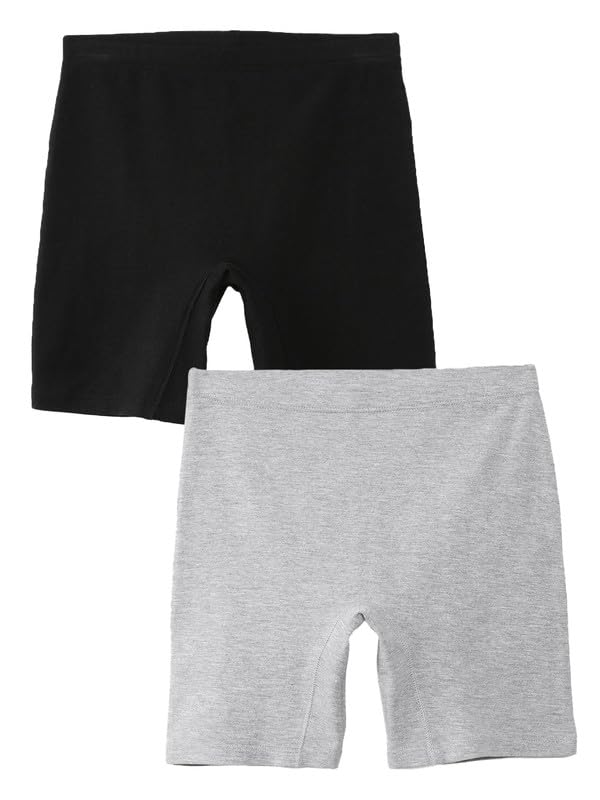 Image of mackly Girls Inner Shorts (Pack of 2) | 2-in-1 Seamless Panty Shorts with Gusset | Soft Breathable Base Layer for Dresses, Skirts