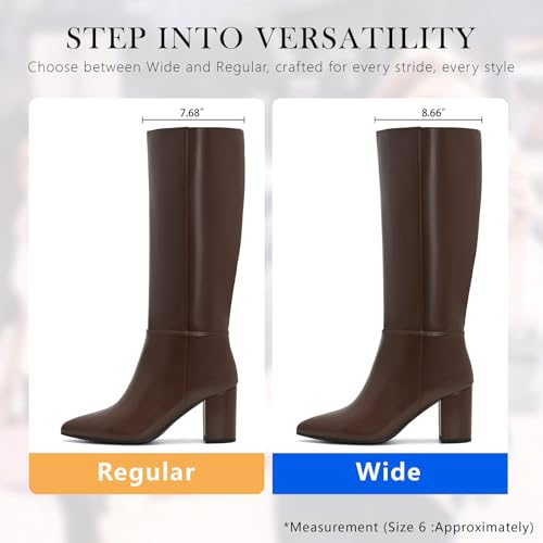 Image of Shoe'N Tale Knee High Boots for Women Chunky Block Heel Fall Winter Pointed Toe Boots