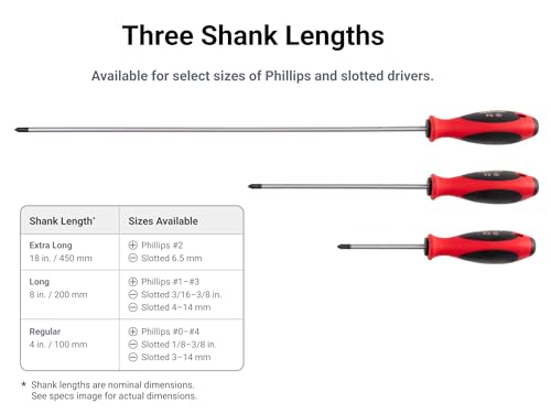 Image of TEKTON Phillips and Slotted Screwdriver Set, 4-Piece | DWZ90105 | 4 Inch Shanks, P1 - P2, 5.5 - 6.5 mm, Modular Organizers