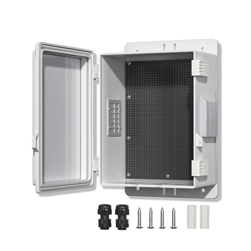 CQENPR Outdoor Waterproof Electrical Junction Box, ABS Water Resistant Enclosure with Internal Mounting Panel & Hinged Cover (10,4