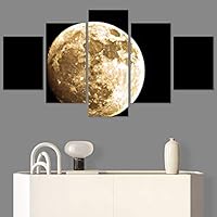 SIGNWIN 5 Panel Canvas Wall Art Aerial Astronomy & Space Expressive Global Moon Multicolor Photography Realism Warm for Home Decorations Ready to Hang - 60