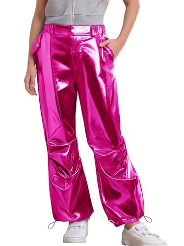 Pantalon cargo brillant avec poches et chevilles élastiques pour le sport