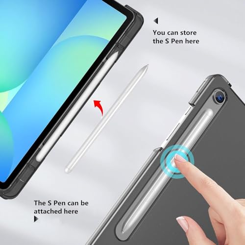 Image of TechTrendz Smart Flip Case for Samsung Galaxy Tab S10 Lite /S10 FE /S9 FE 10.9 Inch with S Pen Holder,Slim Trifold Stand Folio Hard Back Protective Cover for Galaxy Tab S10 Lite /S10 FE /S9 FE (Black)