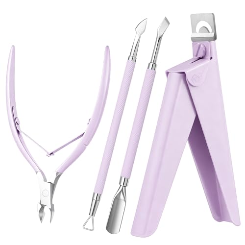 Image of MelodySusie 4 in 1 Stainless Steel Acrylic Nail Tool Kit, Purple
