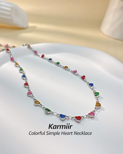 Small Heart Necklace for Women - 18K Gold/Silver/Colorful Plated Heart Choker Necklace - Cute Tiny Simple Minimalist Necklace Women's Dainty Layered Jewelry2