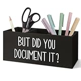 SNNDER But Did You Document It Pen Holder for Desk, Human Resources Hr Office Decor Wooden Pen Pencil Holder Organizer for Office Desk Accessories