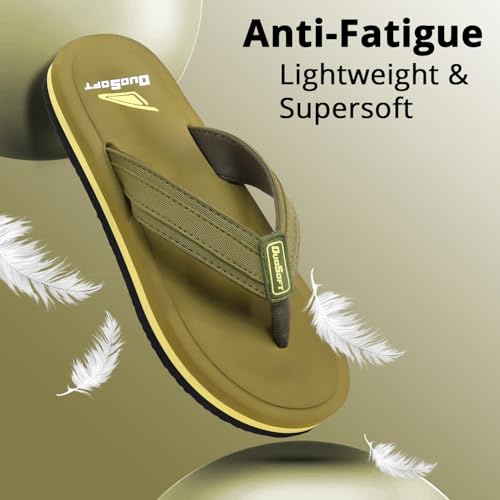 Image of Duosoft Men's Slipper Flip Flops, Black, Anti-Skid Rubber Sole, Superior Shock Absorption, Strong Arch Support, Super Soft