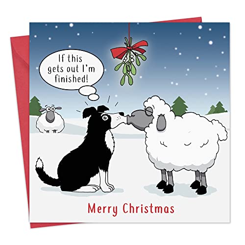 Twizler Merry Christmas Card with Sheepdog Antics – Funny Christmas Card – Xmas Card – Happy Christmas Card – Womens Christmas Card – Mens Christmas Card – Male Christmas Card – Female Christmas Card