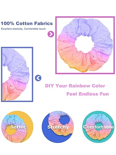 Kavya White Scrunchies for Tie Dye Scrunchies for Girls 99% Cotton DIY Scrunchy Elastic Hair Bobbles Soft Ponytail Holders Hair Accessories for Girls Women 15 Pcs - Image 2