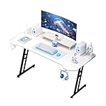 play haha Gaming Desk 120 x 60cm Large Computer Table PC Gaming Desk for Home Office, Metal Frame Gaming Table with Cable Tray and Headphone Hook