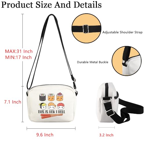 POFULL Sushi Lover Gift Sushi Party Gift Japanese Cuisine Sushi Lover Gift This Is How I Roll Corssbody Bag2