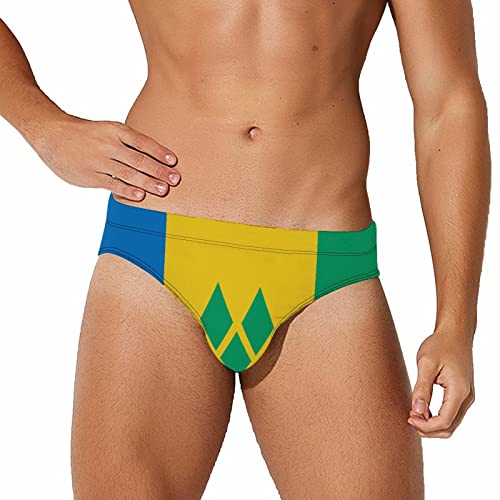 Men's Swimwear Flag of Saint Vincent and The Grenadines Briefs Swim Trunk Triangle Thong Bikini Swimsuit