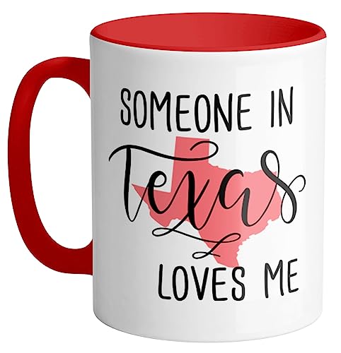 Mug de Cerámica 11 oz Someone in Texas Loves Me Rojo miniatura 1