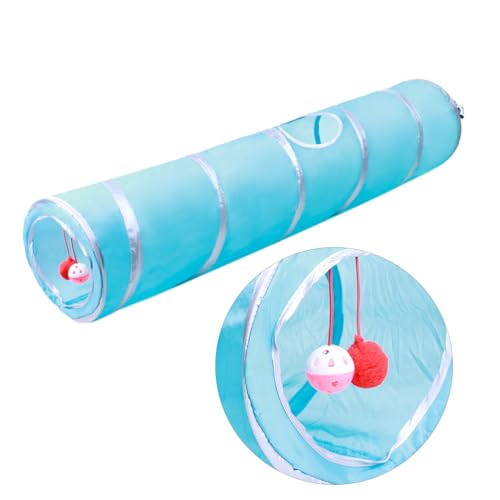 minkissy Cat Tunnel - 2 Way Tunnel Cat Play Tunnel Chinchilla Tubes for Kitten Puppy Rabbits Indoor Outdoor Use (120cm)