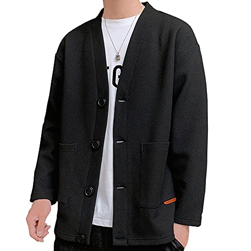 カーディガン メンズ 秋服 メンズ 羽織 和風 Vネックジャケット カジュアル 無地 アウター おしゃれ大きいサイズ コート和式カーディガン ボタン カジュアル 長袖 おしゃれゆったり 春秋服大きいサイズ春秋冬服メンズ