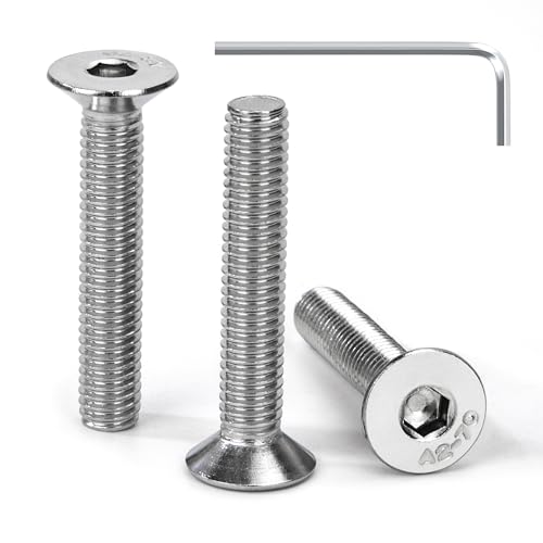 Tunejoy Tornillo Avellanado M6 x 35 mm Tornillos de Cabeza Avellanada Hexagonal de Acero Inoxidable A2 V2A Norma DIN 7991 con llave Allen Rosca Completa 30 Piezas