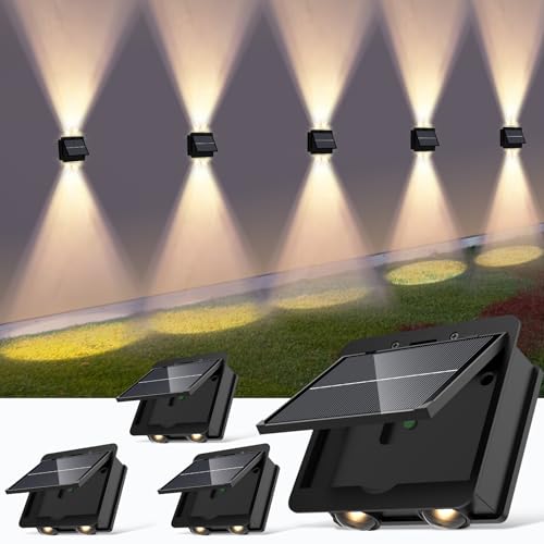 Talwei Solar Wandleuchte Aussen Up and Down Leuchten Solarleuchte für Außen Warmweiß Led Beleuchtung Wasserdichte Wandleuchte Wand kabellos Wasserdichte Zaun (4, 4 LEDs) Talwei Solar Wandleuchte Aussen Up and Down Leuchten Solarleuchte für Außen Warmweiß Led Beleuchtung Wasserdichte Wandleuchte Wand kabellos Wasserdichte Zaun (4, 4 LEDs)