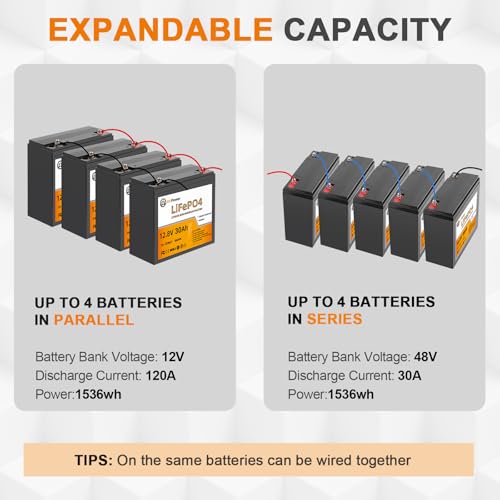 Image of 12V 30Ah LiFe PO4 Battery,5000+ Deep Cycle Lithium Battery | Built-in 100A BMS fit for Home Storage,Trolling Motor,RV,Off-Grid System,Solar Power System,Marine