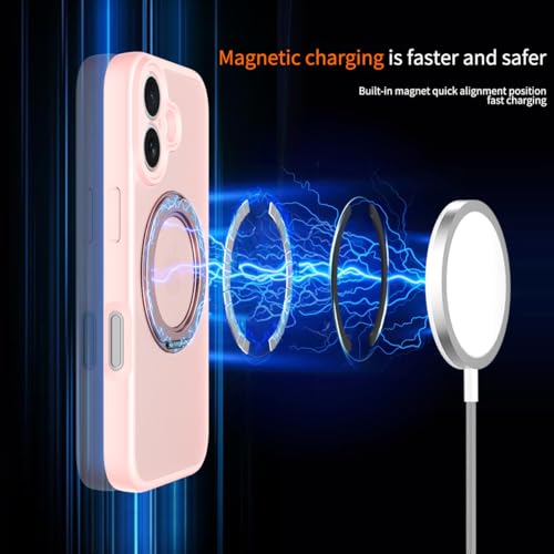 Image of Magnetic Case for iPhone 17 with Magnetic Ring Stand, [Compatible with Magsafe] [Military Grade Drop Protection] Shockproof Phone Cover for iPhone 17 Full Camera Protection 6.3 inch Pink
