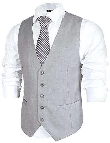 Alizeal Mens Classic Solid Color Business Suit Vest Regular Fit Tuxedo Waistcoat for Wedding3