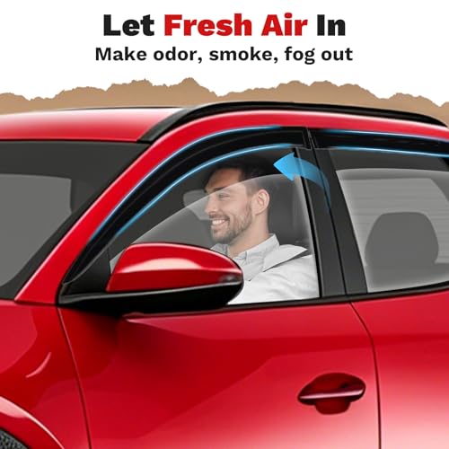 Image of Canvcle Santa Cruz Rain Guards - Window Visors for Hyundai Santa Cruz 2022-2025 2026, Outside-Mount Tape-On Side Window Wind Deflectors for Santa Cruz Accessories, Vent Visors Shades Rainproof 4PCS
