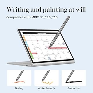 Windows Stylus Pen for Microsoft Surface,HP,Dell,etc.-3000hrs Battery Life-Pressure Sensitive,Palm Rejection,Eraser&Right Click Button-Compatible ONLY with MPP 1.51,2.0,2.6-Pls Check Your Laptop Model