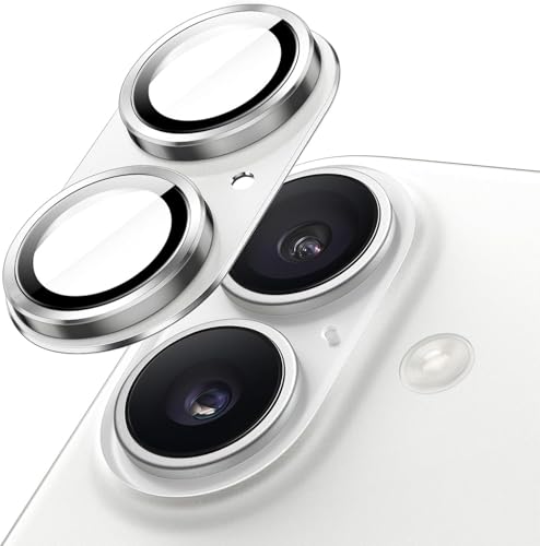 Image of Choiche Camera Lens Protector for iPhone 17 6.3-Inch, Full Coverage 9H Tempered Glass Ring Cover, Matte Metal Plate, Case Friendly, 1-Pack (SILVER)