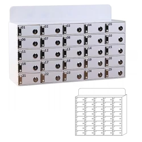 Taquilla de acrílico blanco con 6 ranuras para teléfono celular, casilleros para empleados con llaves individuales, cárcel de teléfono de gran capacidad para oficinas y fábricas, solución de
