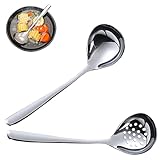 cuchara coladora para esferificaciones 👨🏻‍🍳MATERIAL DE ALTA CALIDAD --- Esta cuchara sopera y desnatadora está hecha de acero inoxidable de alta calidad, es anticorrosión, antifricción, no caliente, no es fácil de oxidar, dura, sólida y duradera.