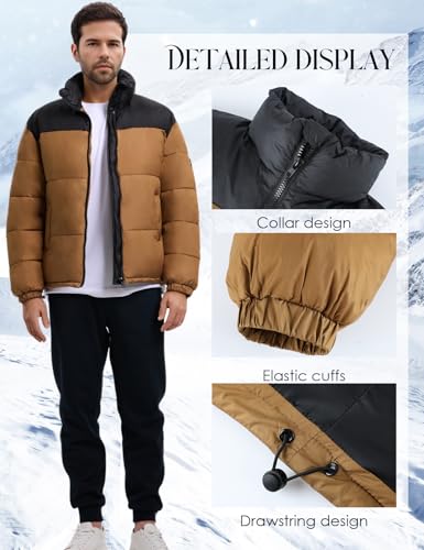 Mens Puffer Jacket Winter Warm Lightweight Puffy Coats Waterproof Long Sleeve Zip Up Quilted Parka Jackets2