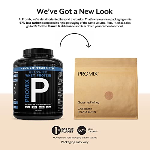 Image of ProMix Nutrition Whey Protein Powder, Chocolate Peanut Butter - Grass-Fed & 100% All Natural - Post Workout Fitness & Nutrition Shakes, Smoothies, Baking & Cooking Recipes - 2.5 Pound (Pack of 2)
